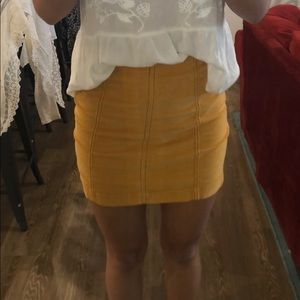 🌼 FREE PEOPLE Corduroy Mustard Yellow Skirt